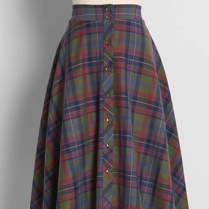 ModCloth Midi Skirt—Plaid